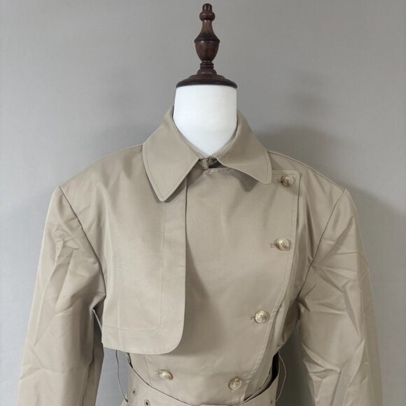 Helsa Women's Twill Cropped Trench Coat - Picture 7 of 16